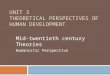 UNIT 3 THEORETICAL PERSPECTIVES OF HUMAN DEVELOPMENT Mid-twentieth century Theories Humanistic Perspective