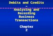 2 - 1 Debits and Credits – Analyzing and Recording Business Transactions Chapter 2