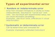 Types of experimental error  Random or indeterminate error Arise from inherent limitations in ability to make measurements. Assumed to “cancel out” over