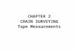 CHAPTER 2 CHAIN SURVEYING Tape Measurements. Mapping Details using chain surveying In chain surveying all ground features (natural or industrial) are