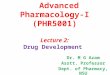 Advanced Pharmacology-I (PHR5001) Lecture 2: Drug Development Dr. M G Azam Asstt. Professor Dept. of Pharmacy, NSU 1