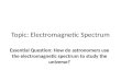 Topic: Electromagnetic Spectrum Essential Question: How do astronomers use the electromagnetic spectrum to study the universe?