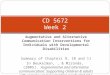 CD 5672 Week 2 Augmentative and Alternative Communication Interventions for Individuals with Developmental Disabilities Summary of Chapters 9, 10 and 11