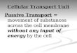 Cellular Transport Unit Passive Transport = movement of substances across the cell membrane without any input of energy by the cell