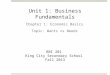 Unit 1: Business Fundamentals BBI 201 King City Secondary School Fall 2013 Chapter 1: Economic Basics Topic: Wants vs Needs