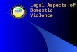 Legal Aspects of Domestic Violence 3-Part Domestic Violence Series Part I - Dynamics of Domestic Violence Part II - Legal Aspects of Domestic Violence