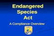 Endangered Species Act A Compliance Overview. Endangered Species Act Findings Some species of fish, wildlife and plants are now extinct “as a consequence