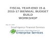 F ISCAL Y EAR - END 15 & 2015-17 B IENNIAL B UDGET B UILD W ORKSHOP May 27, 2015 Small Agency Financial Services