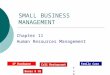 SMALL BUSINESS MANAGEMENT Chapter 11 Human Resources Management SF Hardware Family caseFamily case Family Case Cali Restaurant Boxes R US