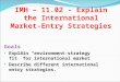 IMH – 11.02 - Explain the International Market-Entry Strategies Goals Explain “environment-strategy fit” for international market Describe different international