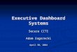 Executive Dashboard Systems Secure CITI Adam Zagorecki April 30, 2004