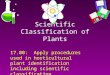 Scientific Classification of Plants 17.00: Apply procedures used in horticultural plant identification including scientific classification