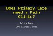 Does Primary Care need a Pain Clinic? Selina Dunn CCG Clinical lead