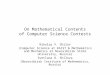 On Mathematical Contents of Computer Science Contests Nikolay V. Shilov (Computer Science at KAIST & Mathematics and Mechanics at Novosibirsk State University,