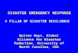 DISASTER EMERGENCY RESPONSE A PILLAR OF DISASTER RESILIENCE Walter Hays, Global Alliance for Disaster Reduction, University of North Carolina, USA