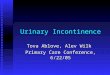 Urinary Incontinence Tova Ablove, Alev Wilk Primary Care Conference, 6/22/05