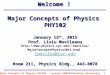 Major Concepts of Physics PHY102 – Lecture #1 1 2015 Syracuse University Major Concepts of Physics PHY102 January 12 th, 2015 Prof. Liviu Movileanu lmovilea/MajorConceptsPhysics2015.html
