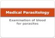 Examination of blood for parasites Medical Parasitology