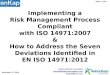Slide 1 of 45 Robert Packard, Consultant  rob@13485cert.com December 17 th 2013 Implementing a Risk Management Process Compliant