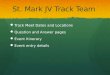 St. Mark JV Track Team Track Meet Dates and Locations Track Meet Dates and Locations Question and Answer pages Question and Answer pages Event Itinerary