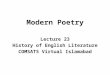 Modern Poetry Lecture 23 History of English Literature COMSATS Virtual Islamabad