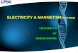 ELECTRICITY & MAGNETISM (Fall 2011) LECTURE # 6 BY MOEEN GHIYAS