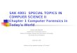 SAK 4801 SPECIAL TOPICS IN COMPUER SCIENCE II Chapter 1 Computer Forensics in Today’s World Mohd Taufik Abdullah Department of Computer Science Faculty