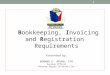 1 Bookkeeping, Invoicing and Registration Requirements Presented by: ROMANO E. APURA, CPA Revenue Officer Revenue Region 19-Davao City
