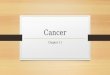 Cancer Chapter 11. Defining Cancer “Cancer” represents a number of diseases Definition: A collection of cells that reproduce in an uncontrolled way to