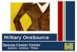 Spouse Career Center Explore. Achieve. Thrive. Serving Active Duty Guard, Reserve and Their Families Military OneSource