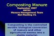 Composting Manure September 2007 ENTSC Manure Management Team Net Meeting #1 Composting is the controlled aerobic biological conversion of manure and other