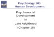 Psychology 203 Human Development Psychosocial Development in Late Adulthood (Chapter 18)