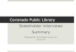 Coronado Public Library Stakeholder Interviews Summary Prepared By The Singer Group, Inc. February 2011