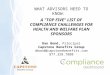 WHAT ADVISORS NEED TO KNOW: A "TOP FIVE" LIST OF COMPLIANCE CHALLENGES FOR HEALTH AND WELFARE PLAN SPONSORS Dan Bond, Principal Capstone Benefits Group