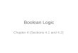 Boolean Logic Chapter 4 (Sections 4.1 and 4.2). The Roots: Logic 1848 George Boole The Calculus of Logic chocolate and  nuts and mint
