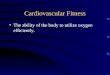 Cardiovascular Fitness The ability of the body to utilize oxygen efficiently