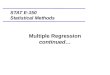 Multiple Regression continued… STAT E-150 Statistical Methods