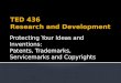 Protecting Your Ideas and Inventions: Patents, Trademarks, Servicemarks and Copyrights