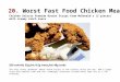20. Worst Fast Food Chicken Meal Chicken Selects Premium Breast Strips from McDonald's (5 pieces) with creamy ranch sauce 830 calories 55g fat (4.5g trans