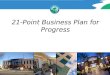 21-Point Business Plan for Progress. Background Economic Crisis Retail Business Unemployment Housing foreclosures