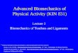 Advanced Biomechanics of Physical Activity (KIN 831) Lecture 2 Biomechanics of Tendons and Ligaments * Material included in this presentation is derived