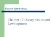 Essay Workshop Chapter 17: Essay basics and Development