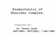 1 Biomechanics of Shoulder Complex.. OBJECTIVES At the end of this lecture students should be able to: Define different terms of biomechanics Identify