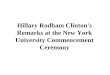 Hillary Rodham Clinton's Remarks at the New York University Commencement Ceremony