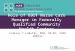 1 Role of OBOT Nurse Care Manager in Federally Qualified Community Health Centers Colleen T LaBelle, BSN, RN-BC, CARN AMERSA