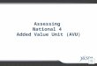 Assessing National 4 Added Value Unit (AVU) National 4 AVU– Transfer of Evidence  National 4 Assessment Standards 2.2 and 2.3 for the standard Units