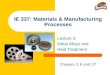 IE 337: Materials & Manufacturing Processes Lecture 3: Metal Alloys and Heat Treatment Chapters 3, 6 and 27