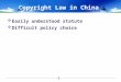 Copyright Law in China  Easily understood statute  Difficult policy choice 1