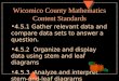 Wicomico County Mathematics Content Standards 4.5.1 Gather relevant data and compare data sets to answer a question. 4.5.2 Organize and display data using