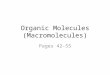 Organic Molecules (Macromolecules) Pages 42-55. © 2015 Pearson Education, Inc. Important Organic Compounds Carbohydrates – Contain carbon, hydrogen, and